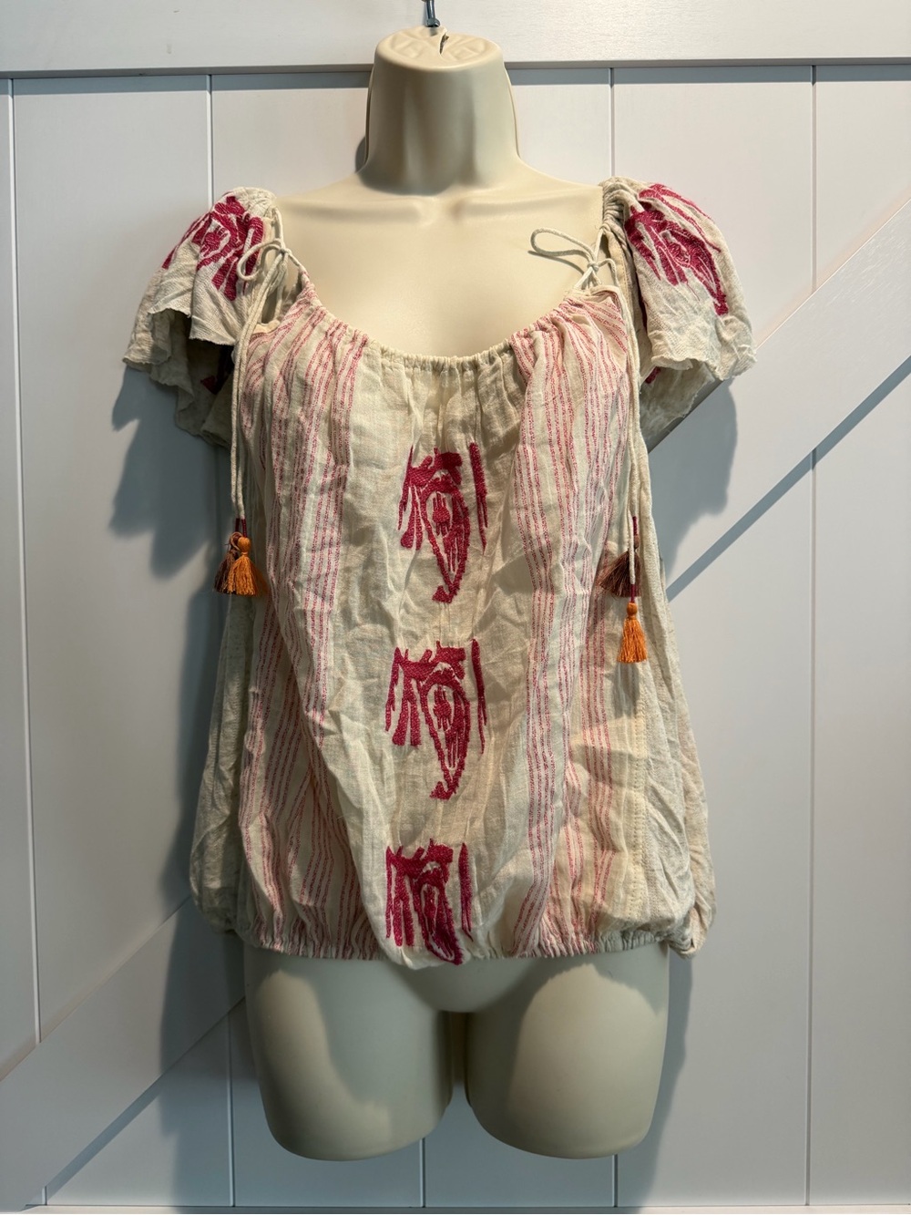 Boho Embroidered Peasant Top - Picture 2 of 5
